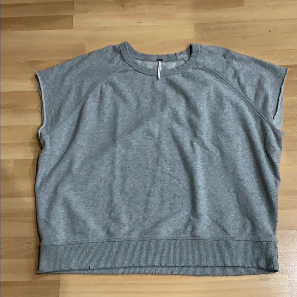 Free People Shirt Sleeve Grey Sweatshirt
